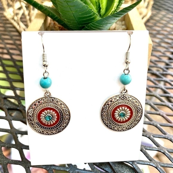 NEW Boutique Silver Drop Western Boho Style Earrings - Picture 4 of 12